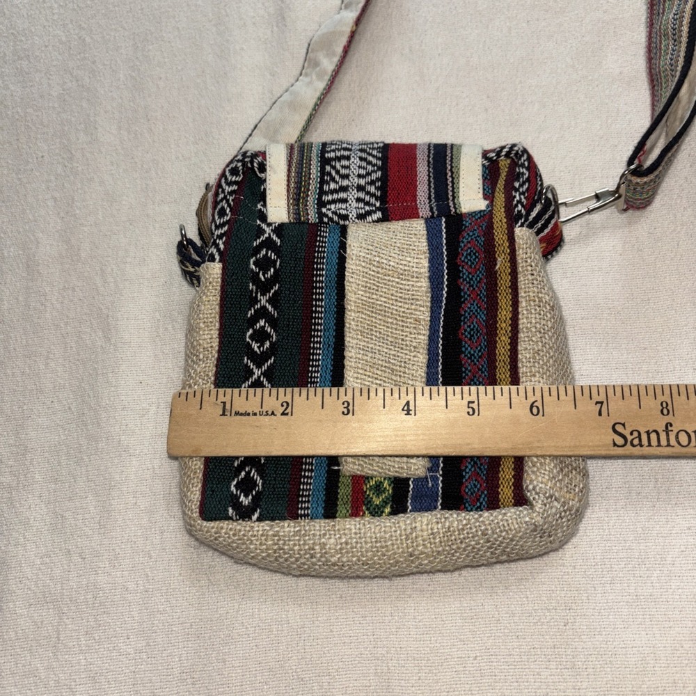 Himalayan Hemp Shoulder Cross Body Passport Travel Mini Bag Made In Nepal Boho - Picture 9 of 9
